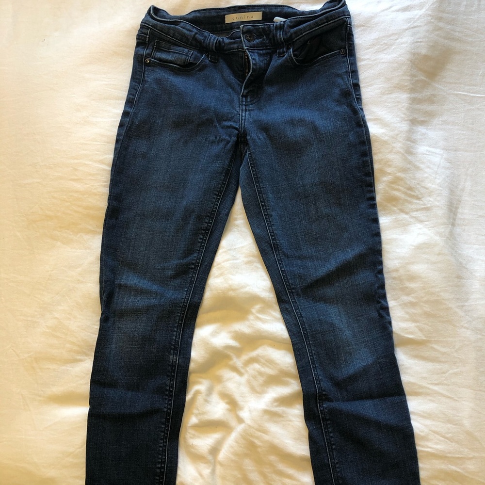 Mid-rise skinny blue jeans